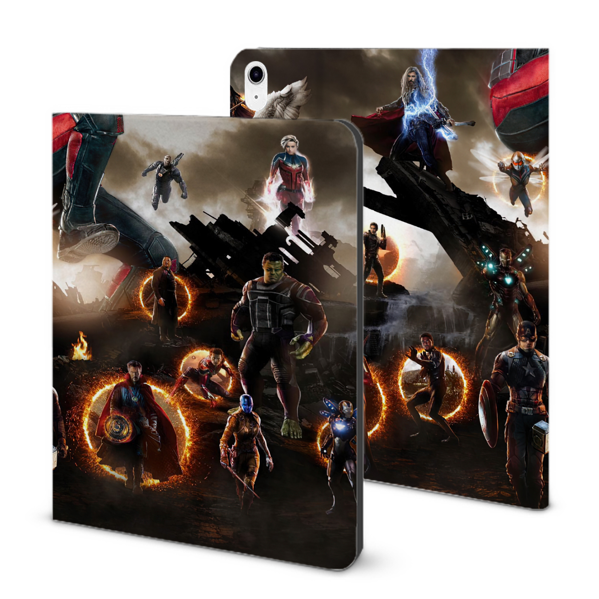 （画像用） アベンジャーズ The Avengers IPad ケース ブック型 PUレザー TPU 耐衝撃 軽量 薄型 ペン収納なし 全面保護 IPad 各モデル対応